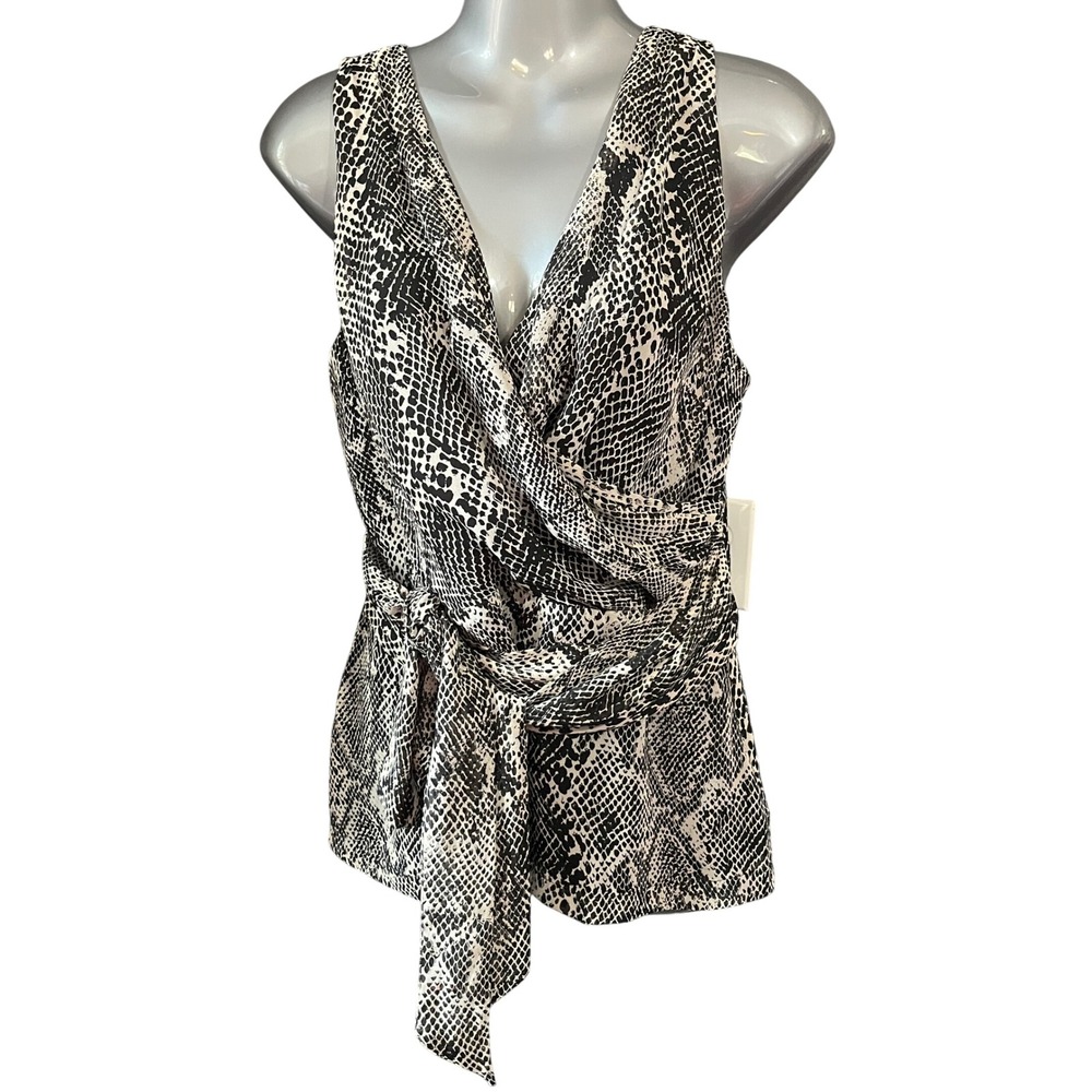 Express Snakeskin Print Sleeveless Wrap Blouse Top Medium Women
